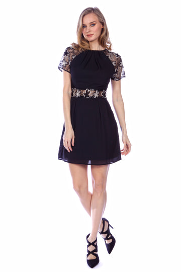 Floral Lace Insert Mini Dress